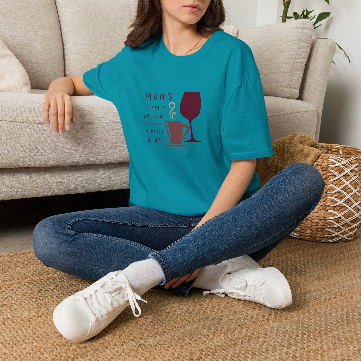 Mom's sanity brought to you by Coffee & Wine Crewneck Tee
