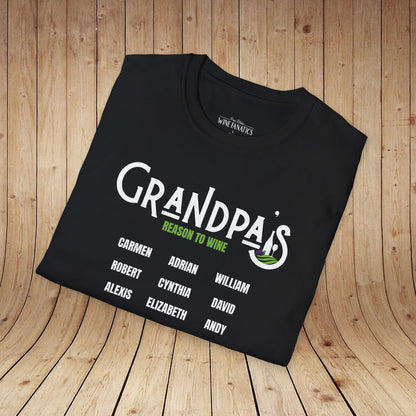 Grandpa's Reason To Wine Personalized T-Shirt