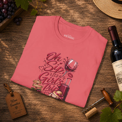 Oh Sip It's A Girl's Trip Personalized Crewneck Tee