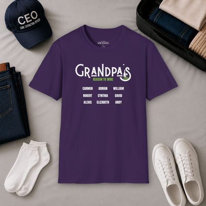 Grandpa's Reason To Wine Personalized Crew Neck T-Shirt