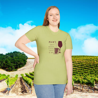 Mom's sanity brought to you by Coffee & Wine Personalized Tee