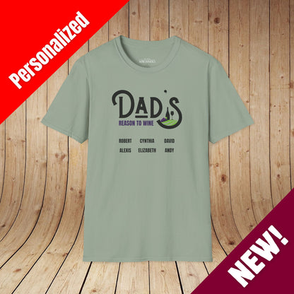 Dad's Reason To Wine Personalized T-Shirt