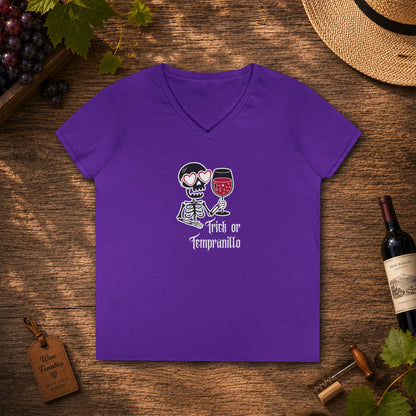 Trick or Tempranillo Ladies V-Neck Tee