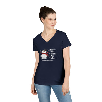 All My Best Friends Are Flakes Ladies V-Neck Tee