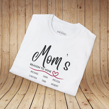 Mom's Reason To Wine Personalized Tee