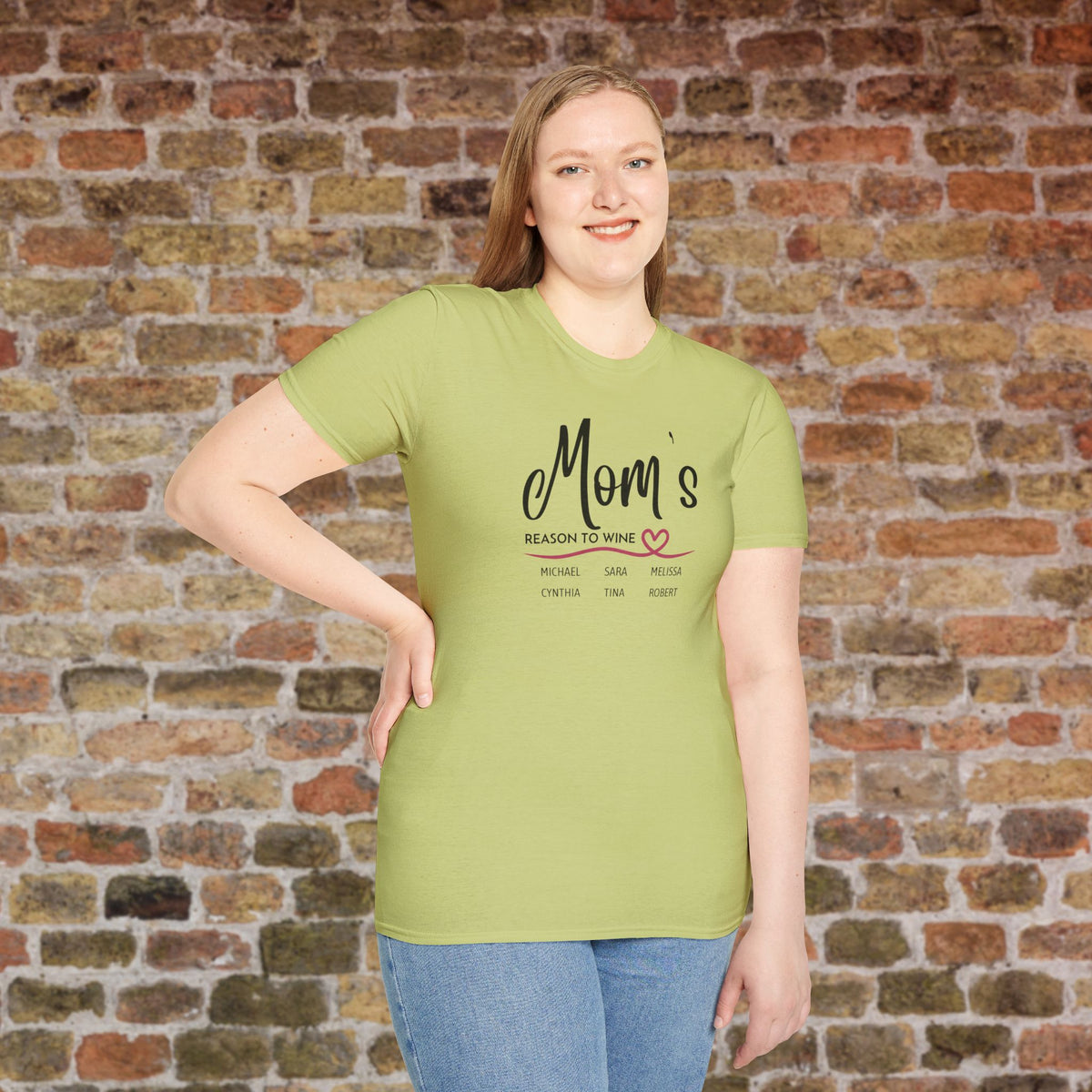 Mom's Reason To Wine Personalized Crew Neck Tee