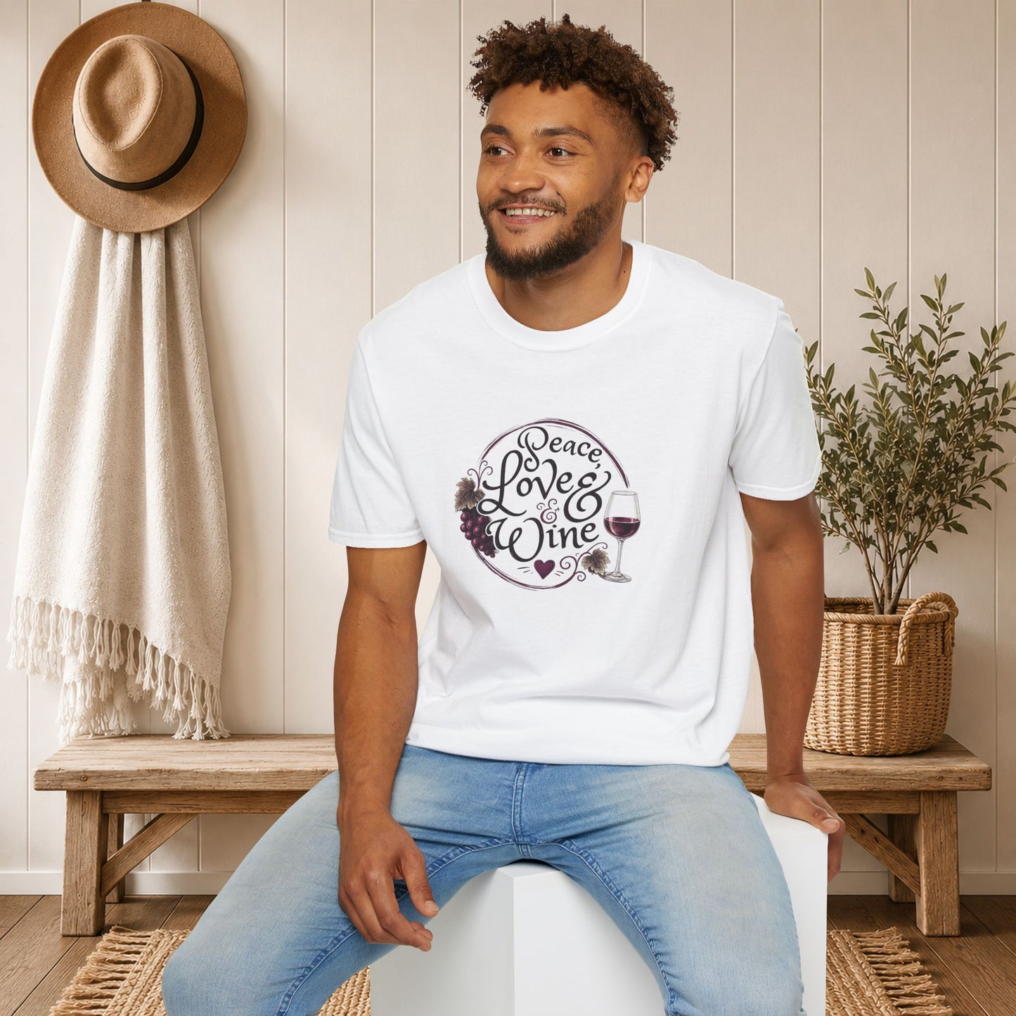 Peace, Love & Wine Crewneck Tee