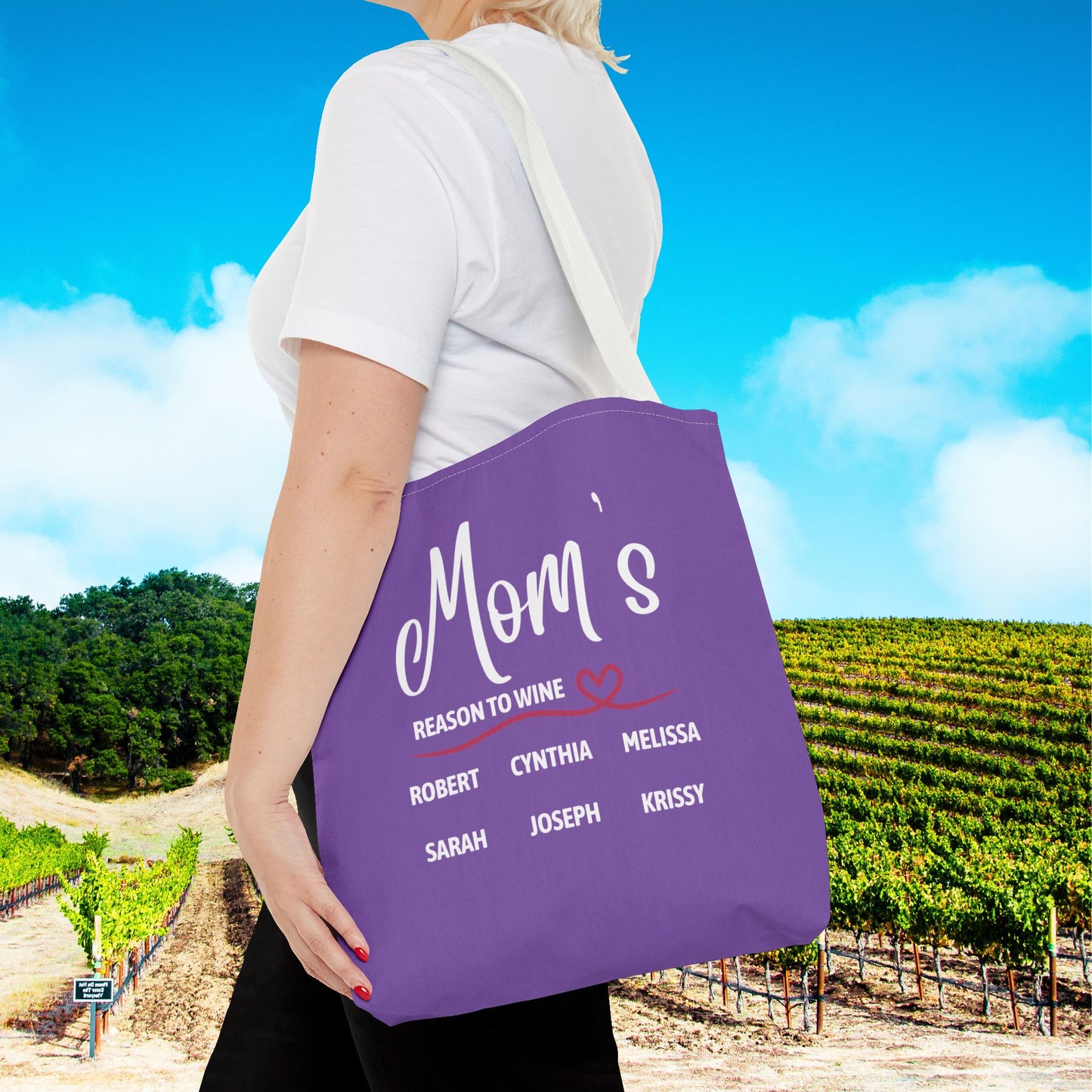 Mom's Reason To Wine Personalized Tote Bag