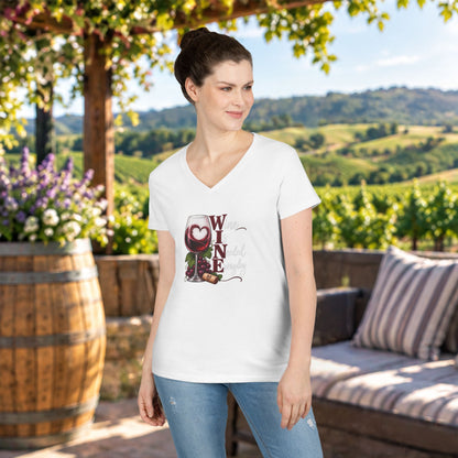 Wine Is Needed Everyday Ladies V-Neck T-Shirt