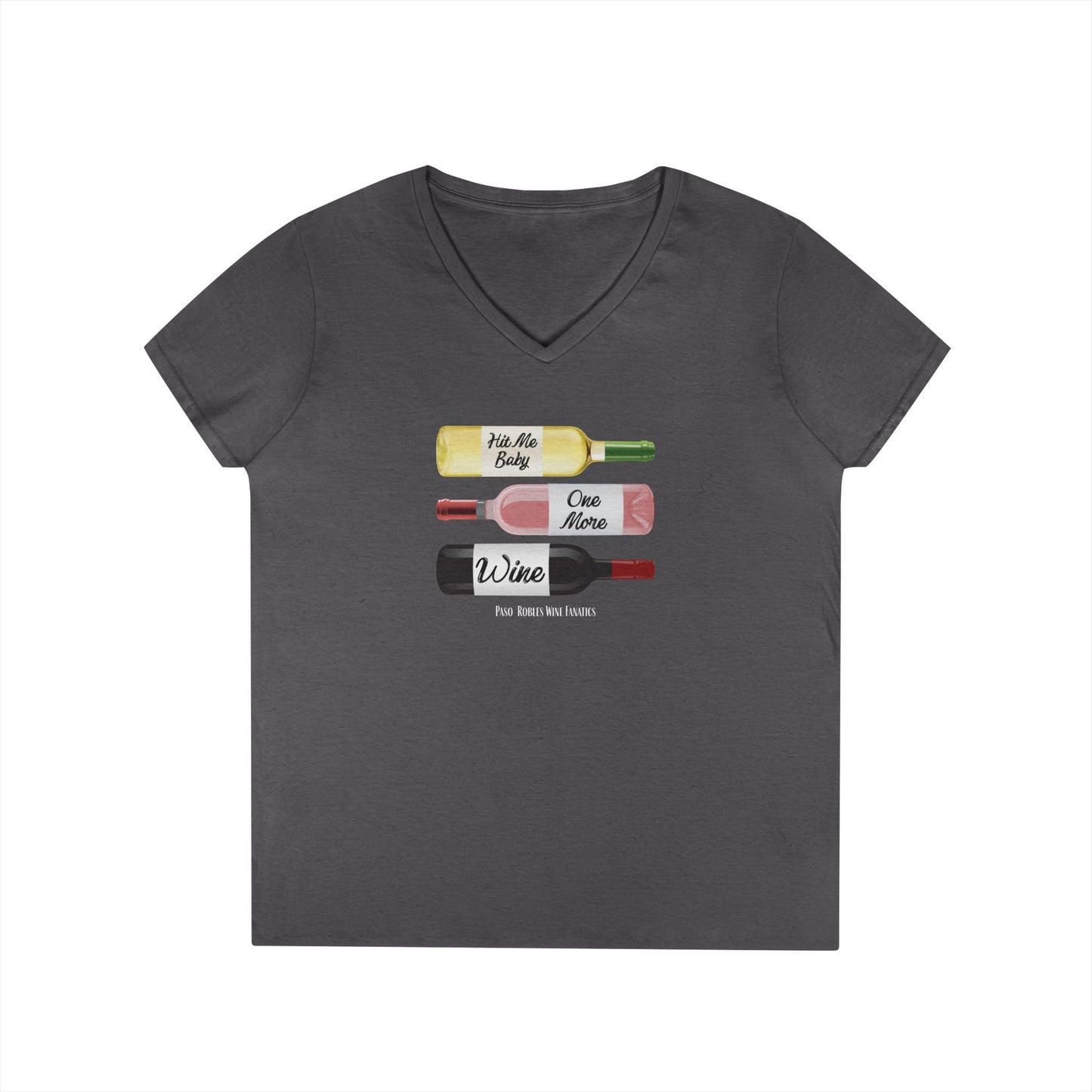Hit Me Baby One More Wine Ladies V-Neck  Tee