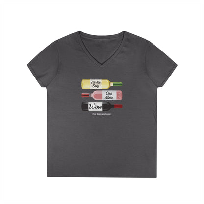Hit Me Baby One More Wine Ladies V-Neck  Tee