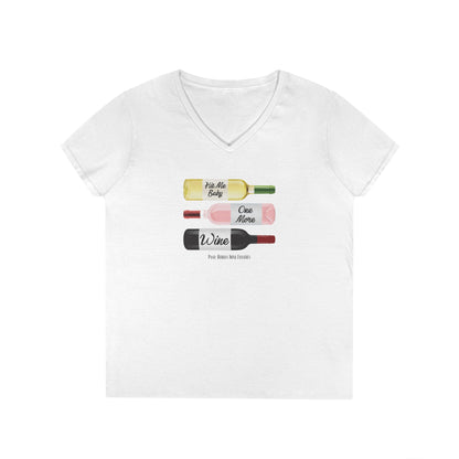 Hit Me Baby One More Wine Ladies V-Neck  Tee