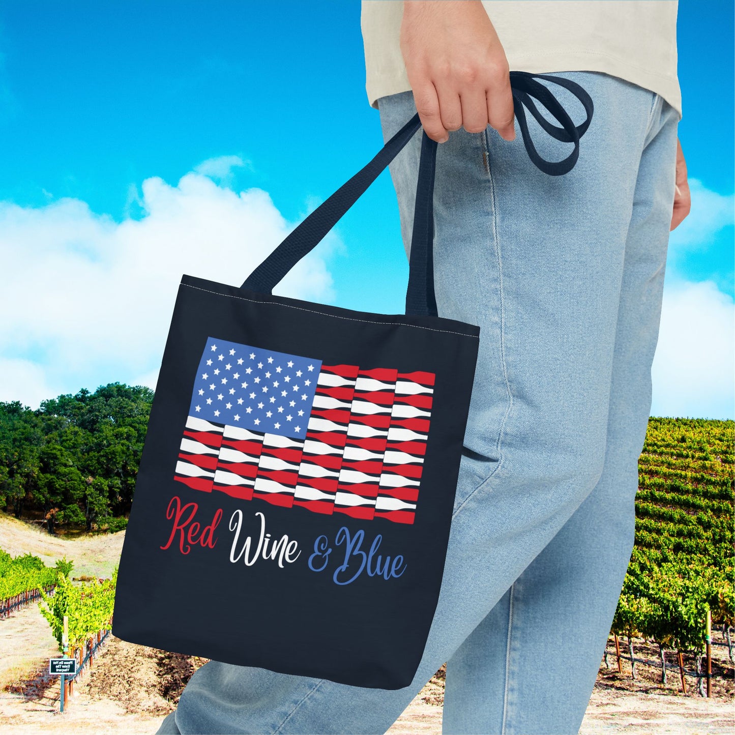 Red Wine & Blue Independence Day Personalized Tote Bag