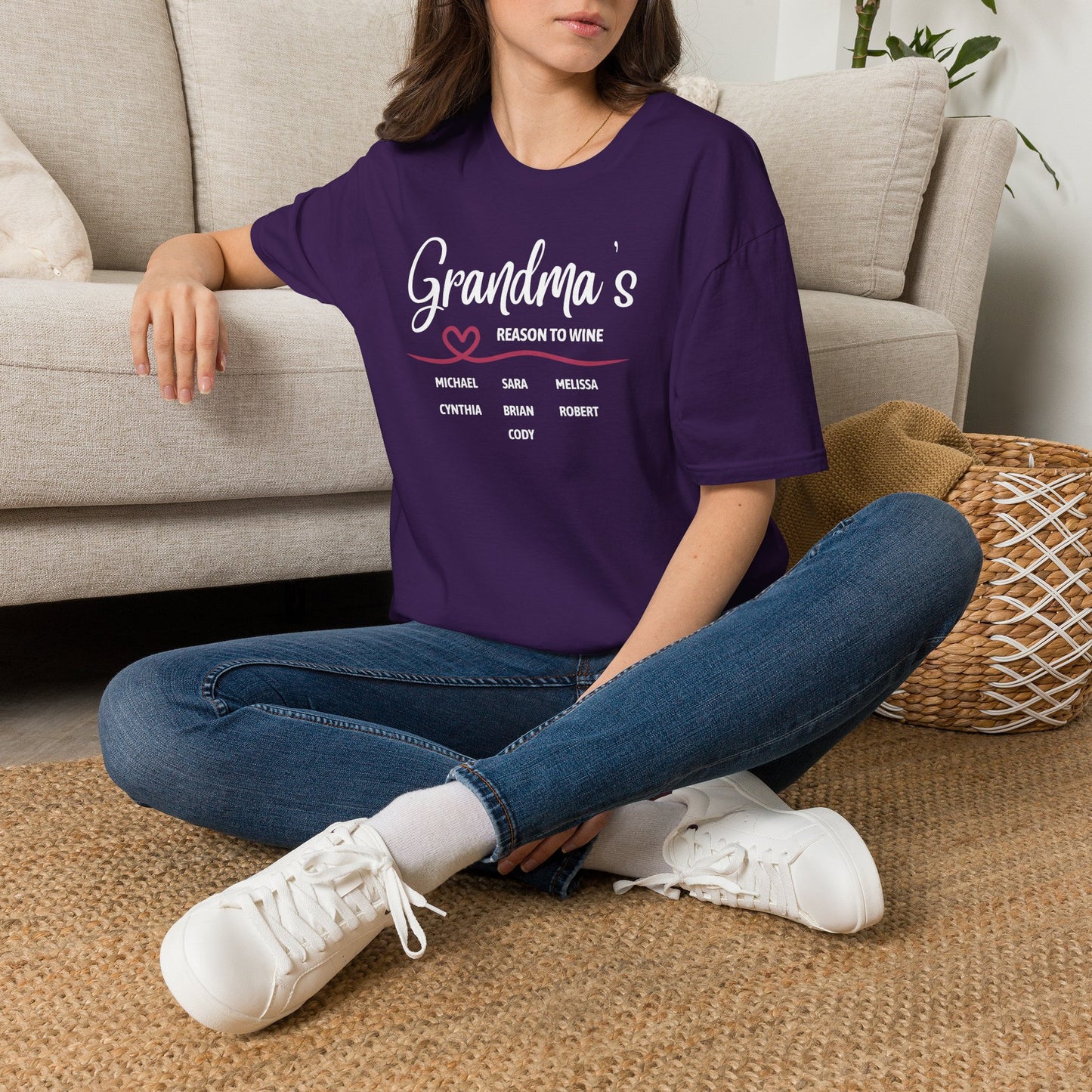 Grandma's Reason To Wine Personalized Crew Neck T-Shirt