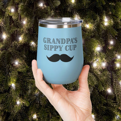 Grandpa's Sippy Cup (mustache) Personalized 12oz Wine Tumbler