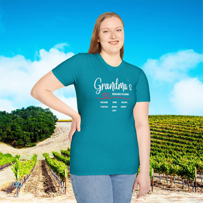 Grandma's Reason To Wine Personalized T-Shirt