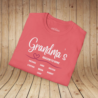 Grandma's Reason To Wine Personalized T-Shirt