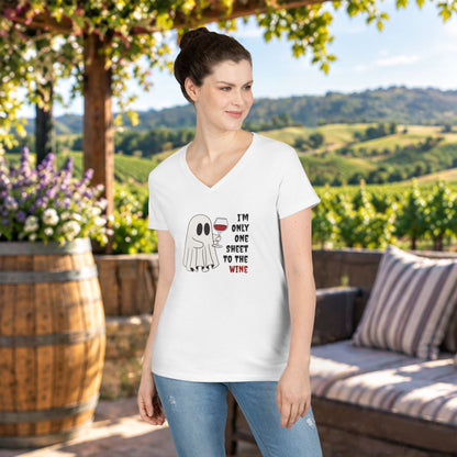 One Sheet To The Wine Ladies V-Neck Tee