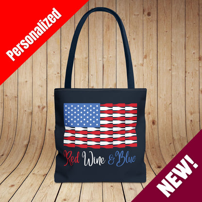 Red Wine & Blue Independence Day Personalized Tote Bag