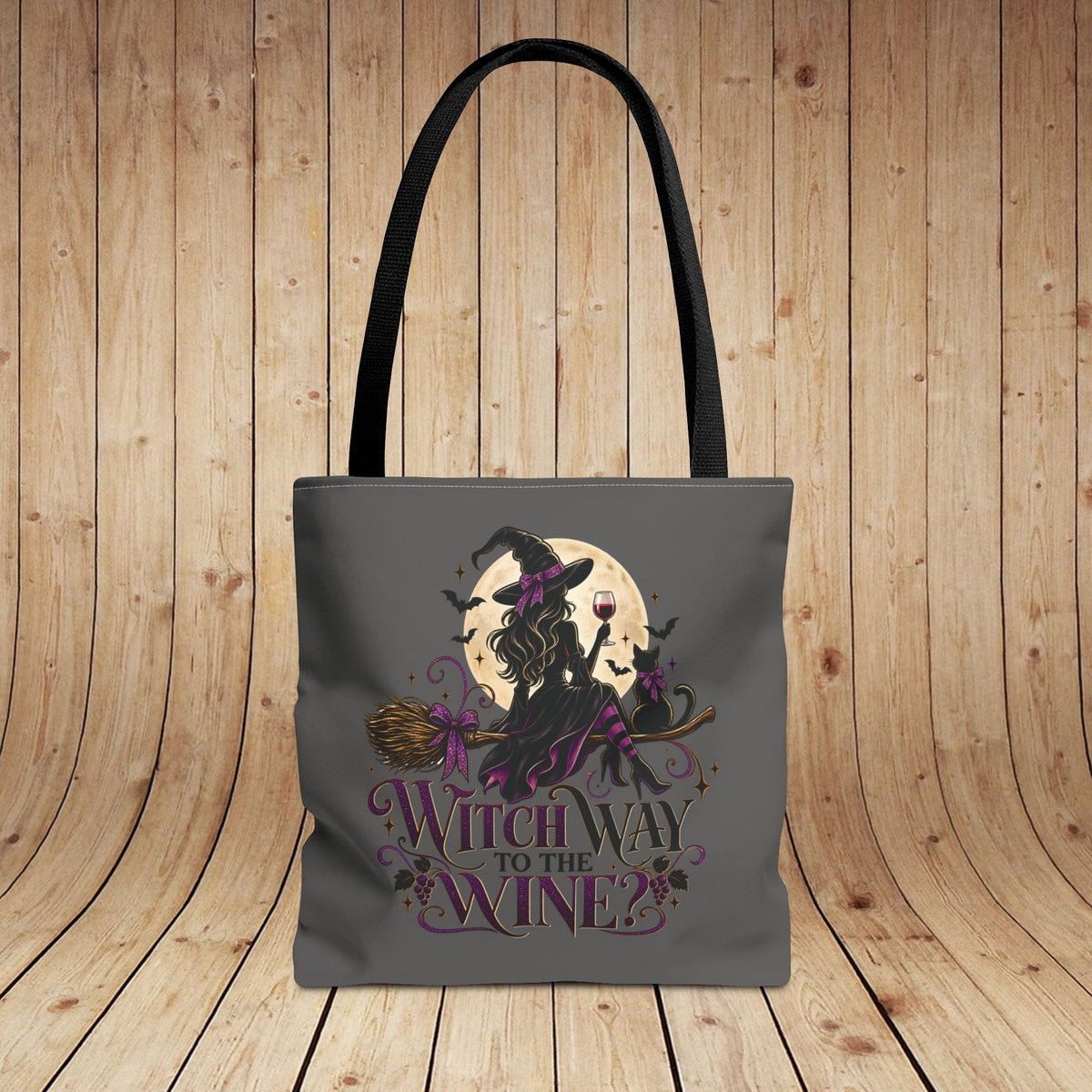 Witch Way To The Wine Personalized Tote Bag