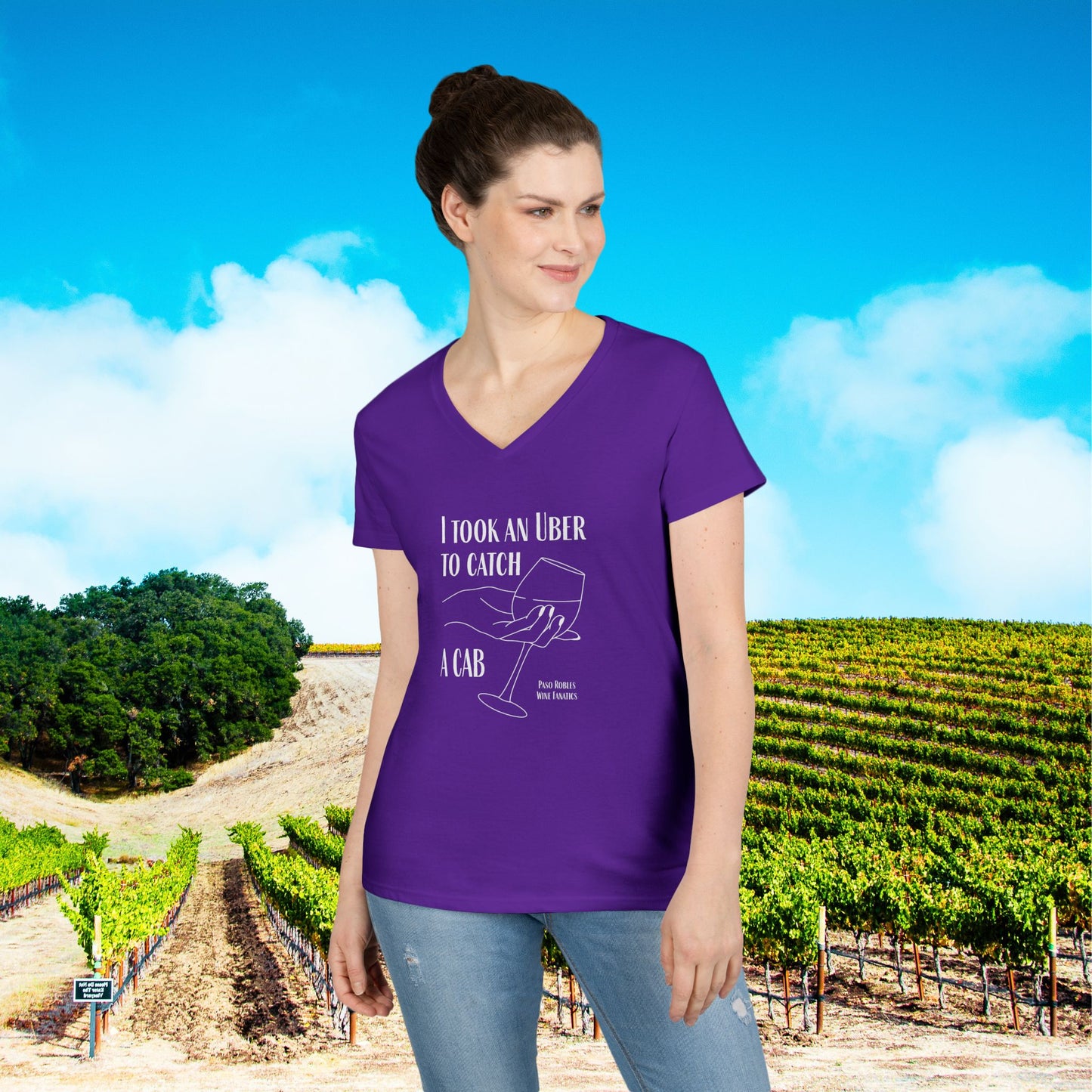 I Took An Uber To Catch A CAB Ladies V-Neck Tee