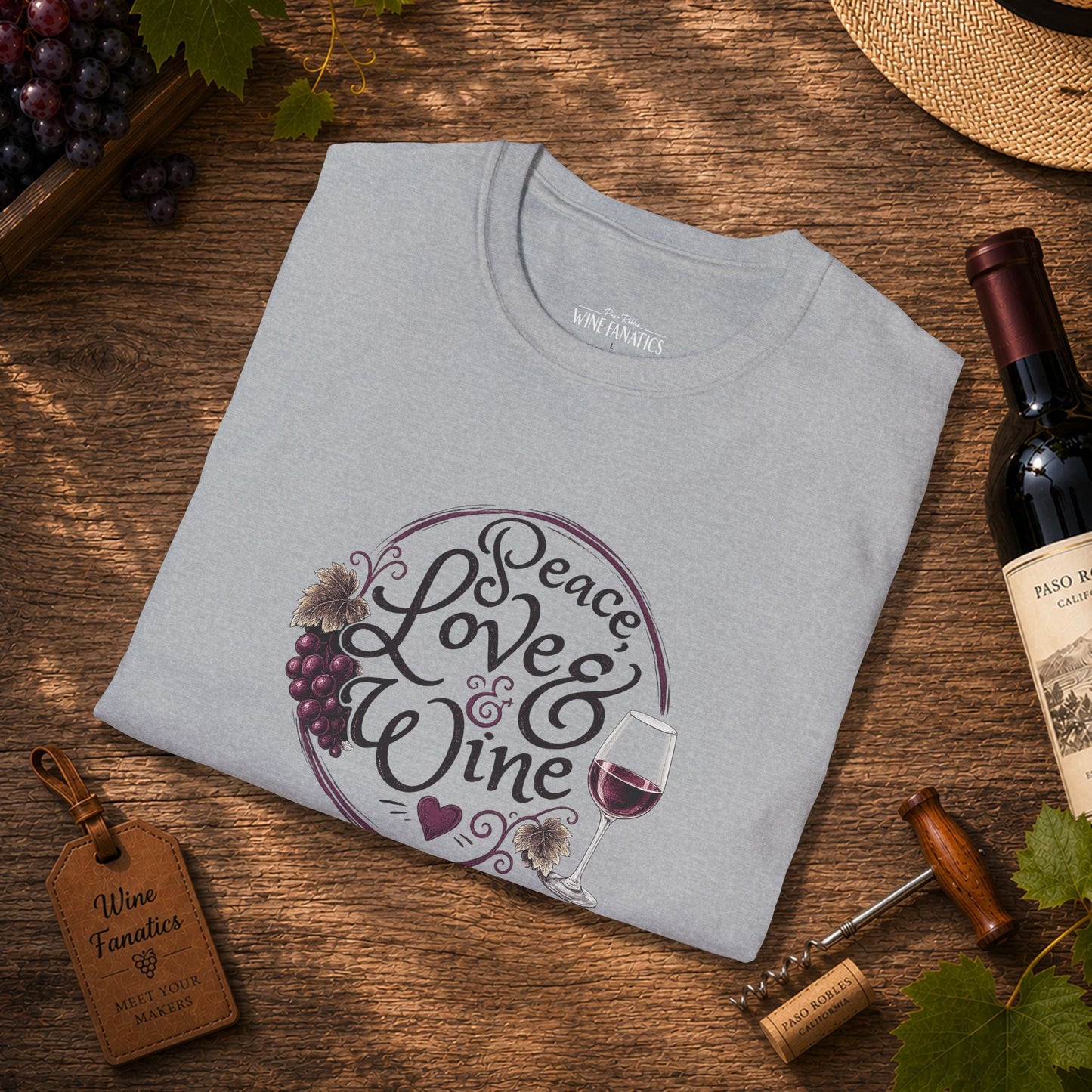 Peace, Love & Wine Crewneck Tee
