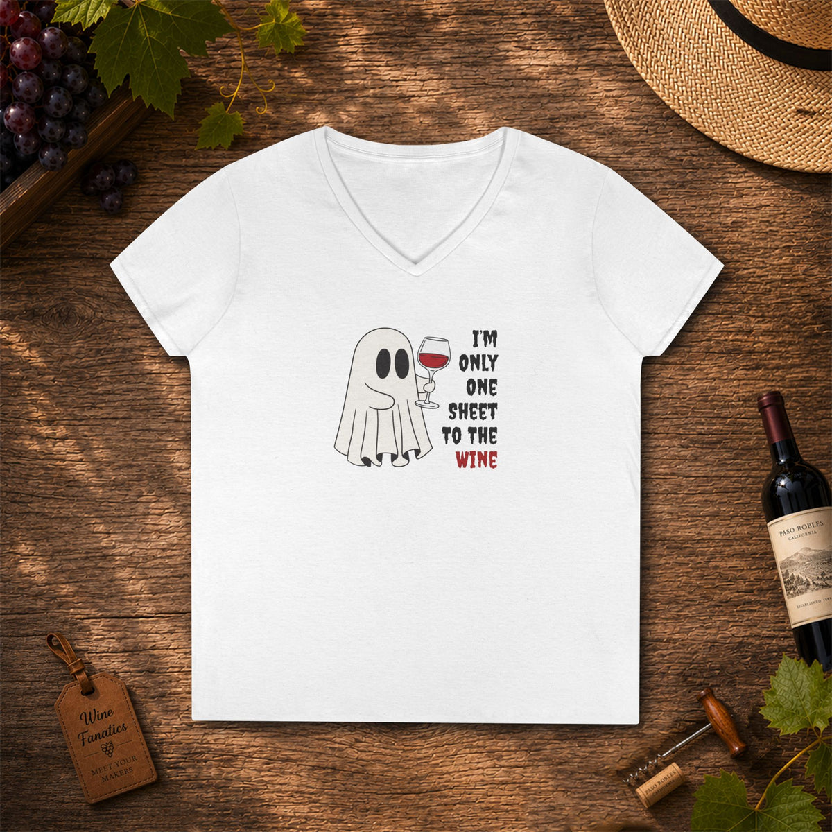 One Sheet To The Wine Ladies V-Neck Tee