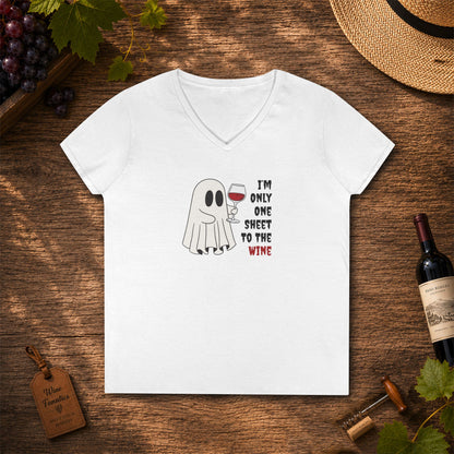 One Sheet To The Wine Ladies V-Neck Tee