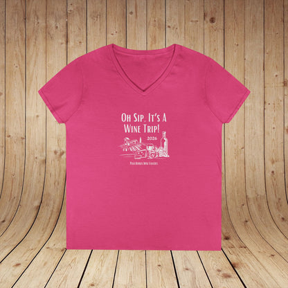 Oh Sip It's A Wine Trip Ladies V-Neck  Tee