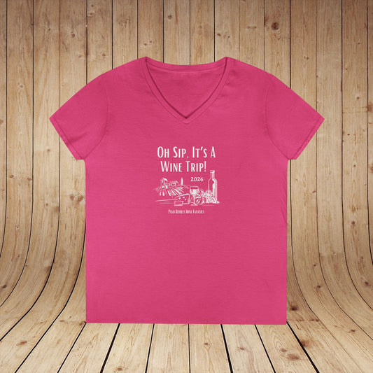 Oh Sip It's A Wine Trip Ladies V-Neck  Tee