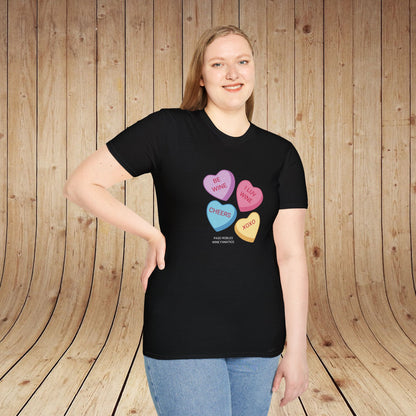 Wine Conversation Hearts Unisex Softstyle T-Shirt