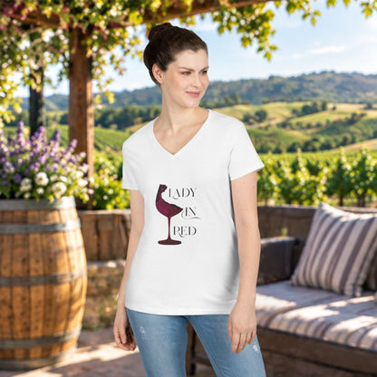 Lady In Red Ladies V-Neck T-Shirt