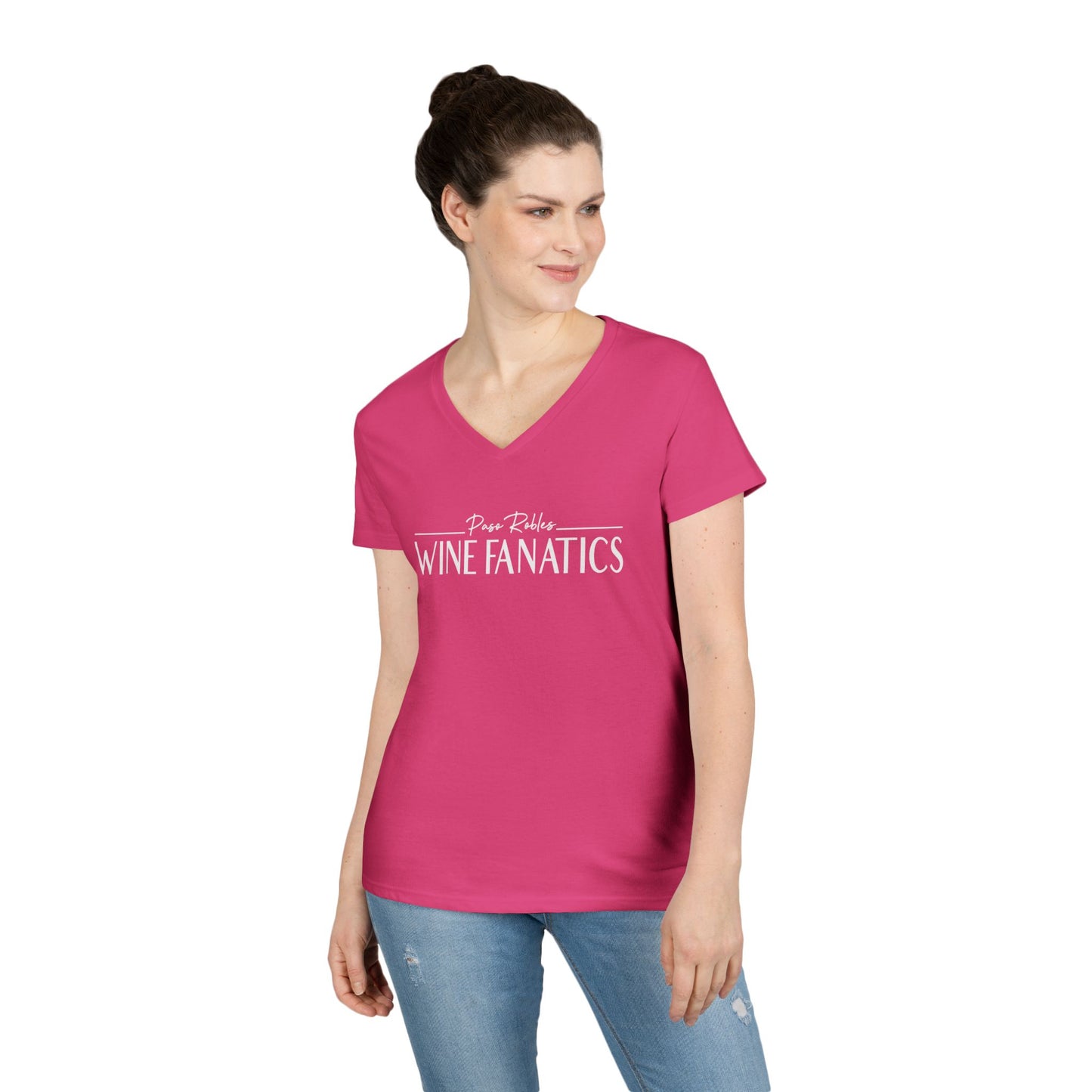 Paso Robles Wine Fanatics Logo Ladies V-Neck Tee
