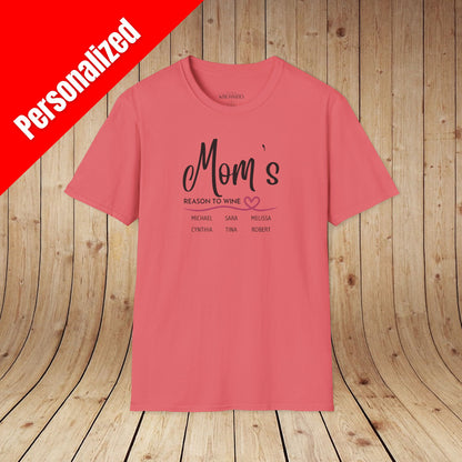 Mom's Reason To Wine Personalized Tee