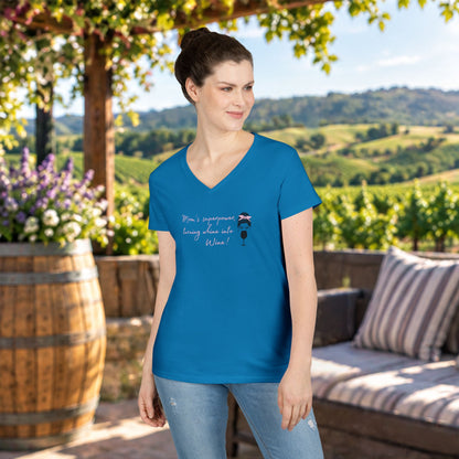 Mom's superpower, turning whine into Wine! Ladies V-Neck T-Shirt