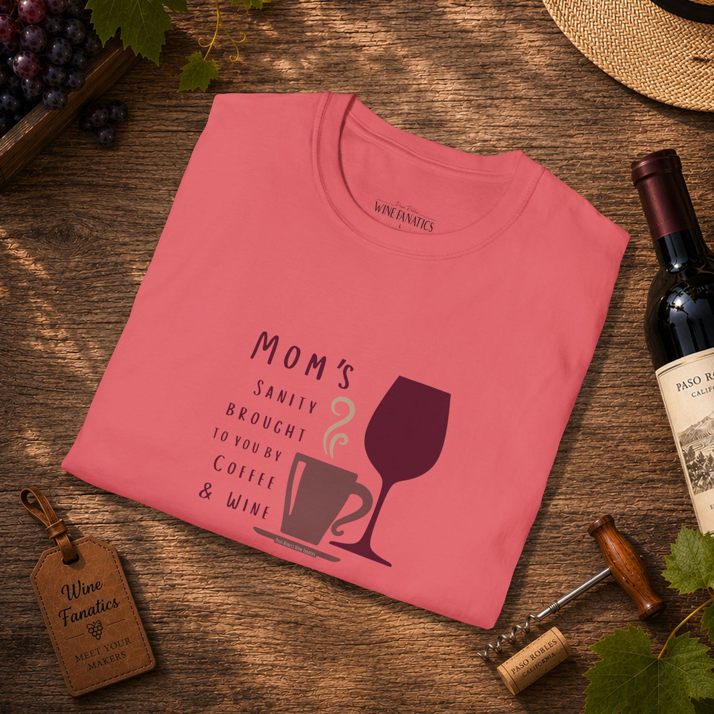 Mom's sanity brought to you by Coffee & Wine Crewneck Tee