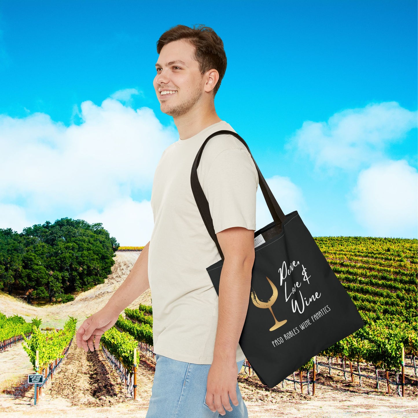 Peace Love Wine Tote Bag