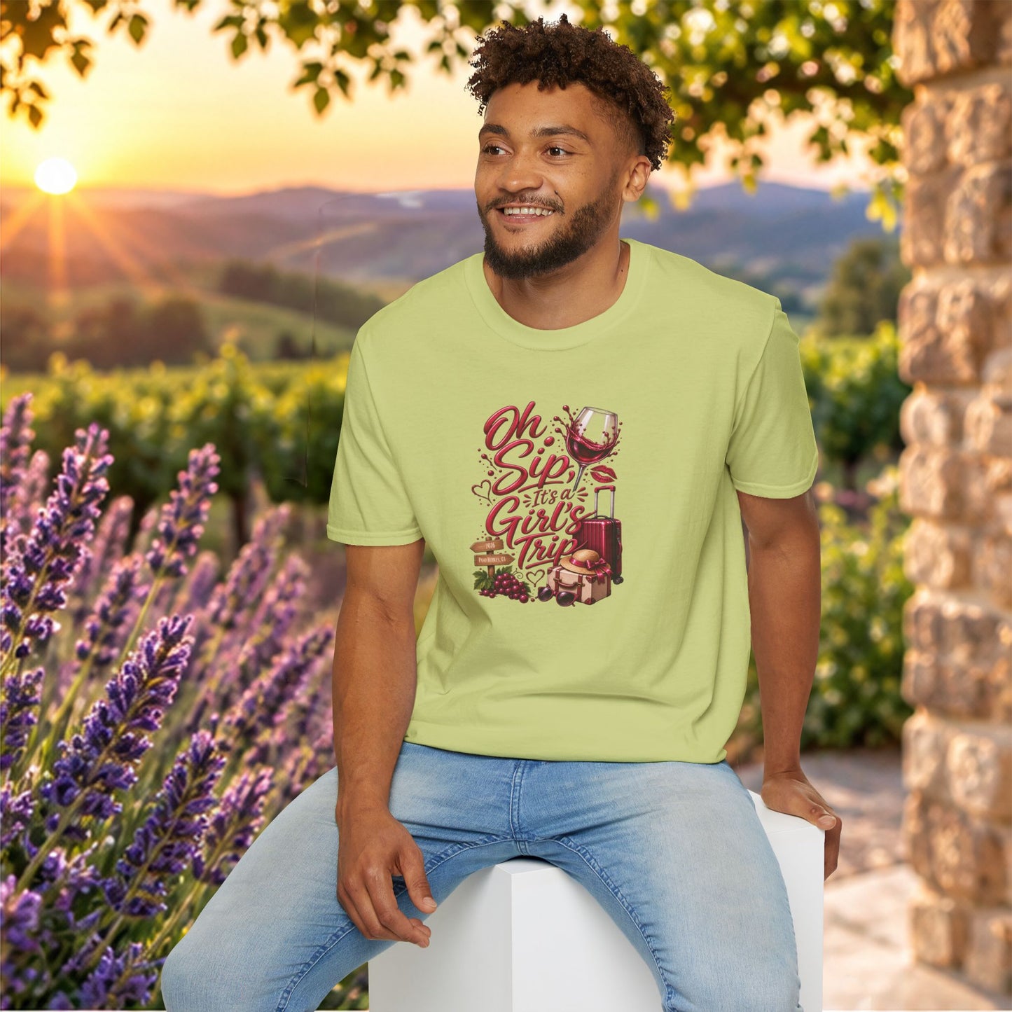 Oh Sip It's A Girl's Trip Personalized Crewneck Tee