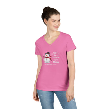 All My Best Friends Are Flakes Ladies V-Neck Tee