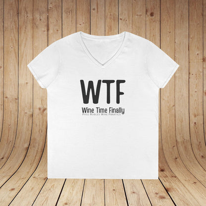 WTF Wine Tasting Finally Ladies V-Neck  Tee