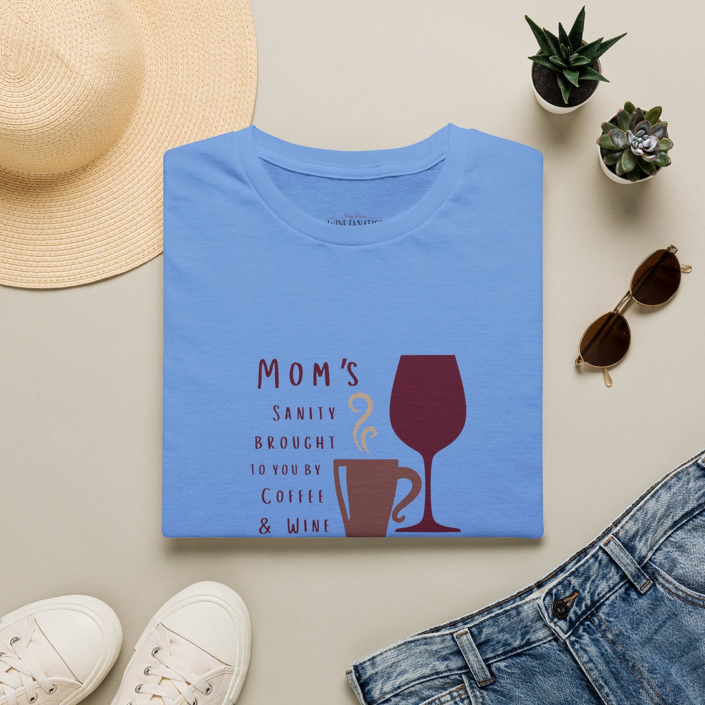 Mom's sanity brought to you by Coffee & Wine Crewneck Tee