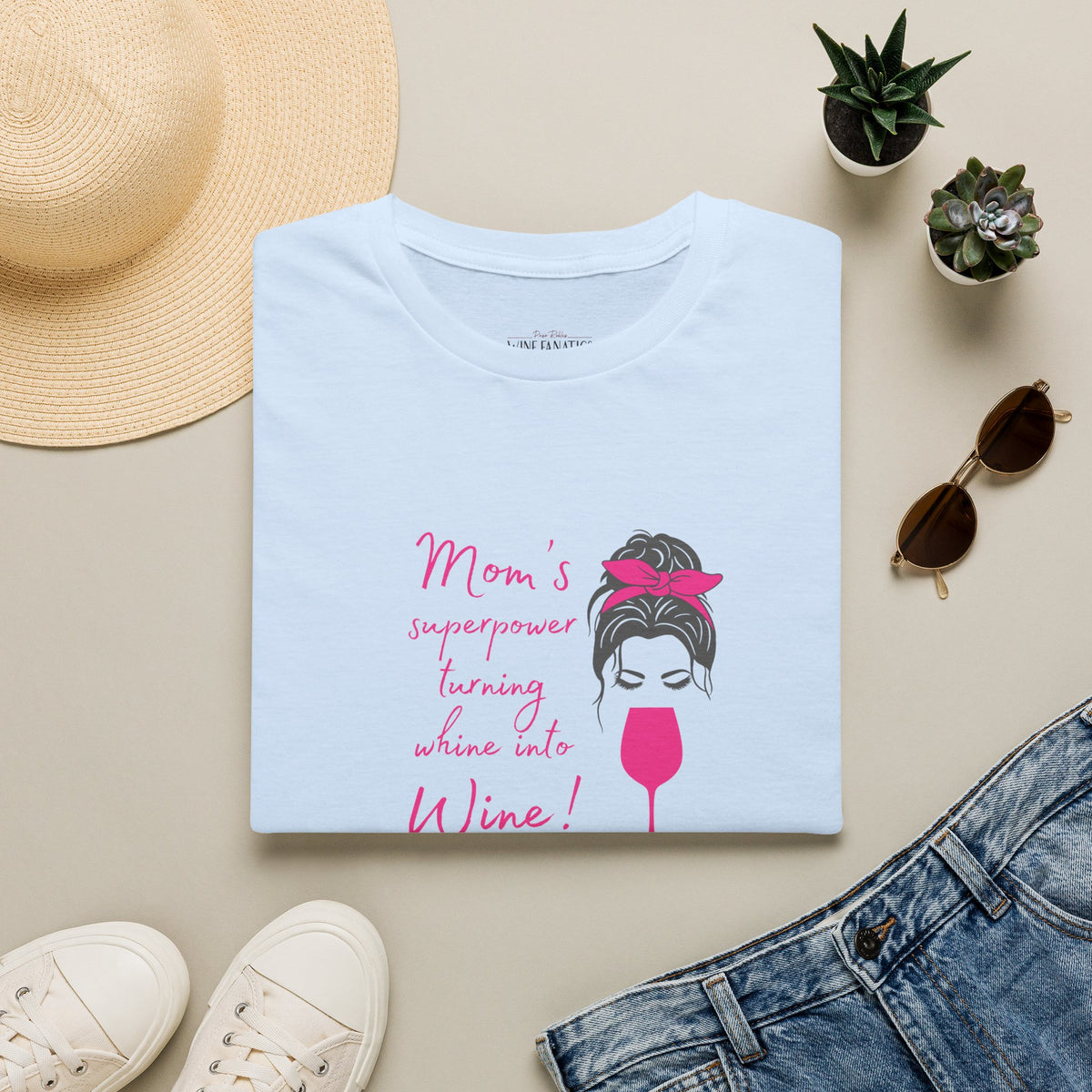 Mom's superpower, turning whine into Wine! Crewneck Tee