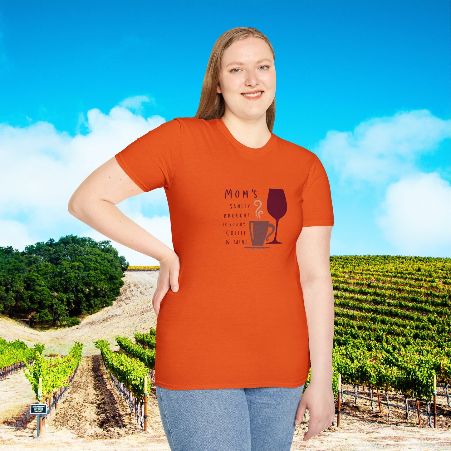 Mom's sanity brought to you by Coffee & Wine Personalized Tee