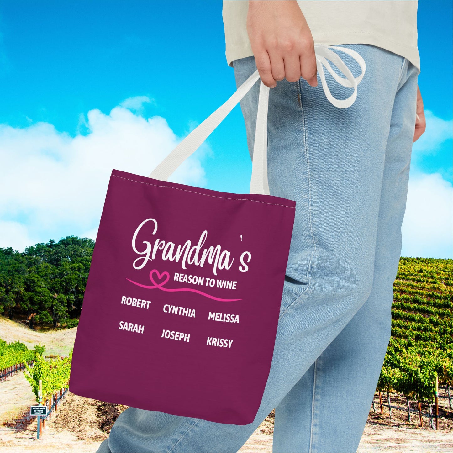 Grandma's Reason To Wine Personalized Tote Bag