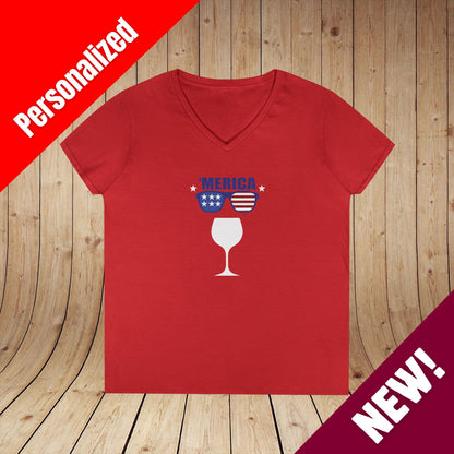 'Merica Independence Day Ladies V-Neck Tee