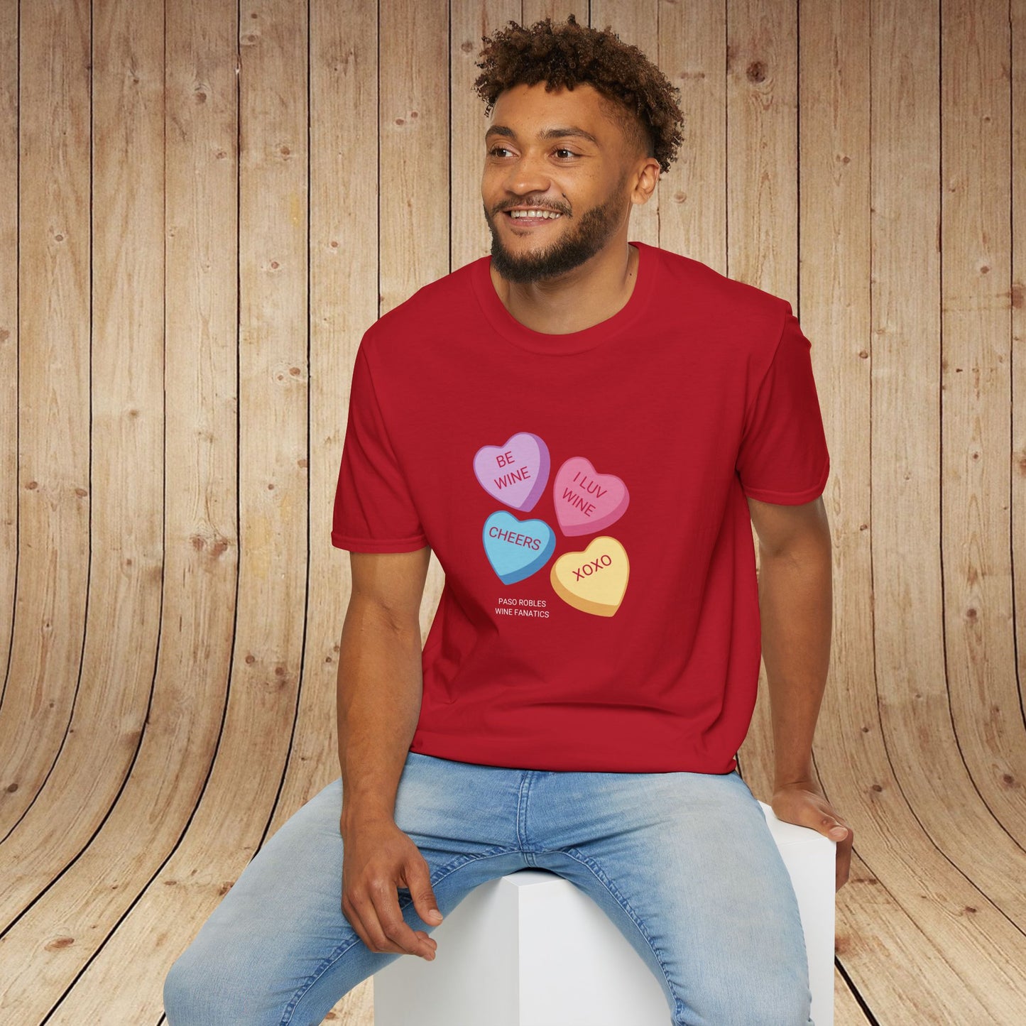 Wine Conversation Hearts Unisex Softstyle T-Shirt