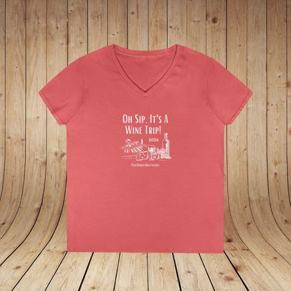 Oh Sip It's A Wine Trip Ladies V-Neck  Tee