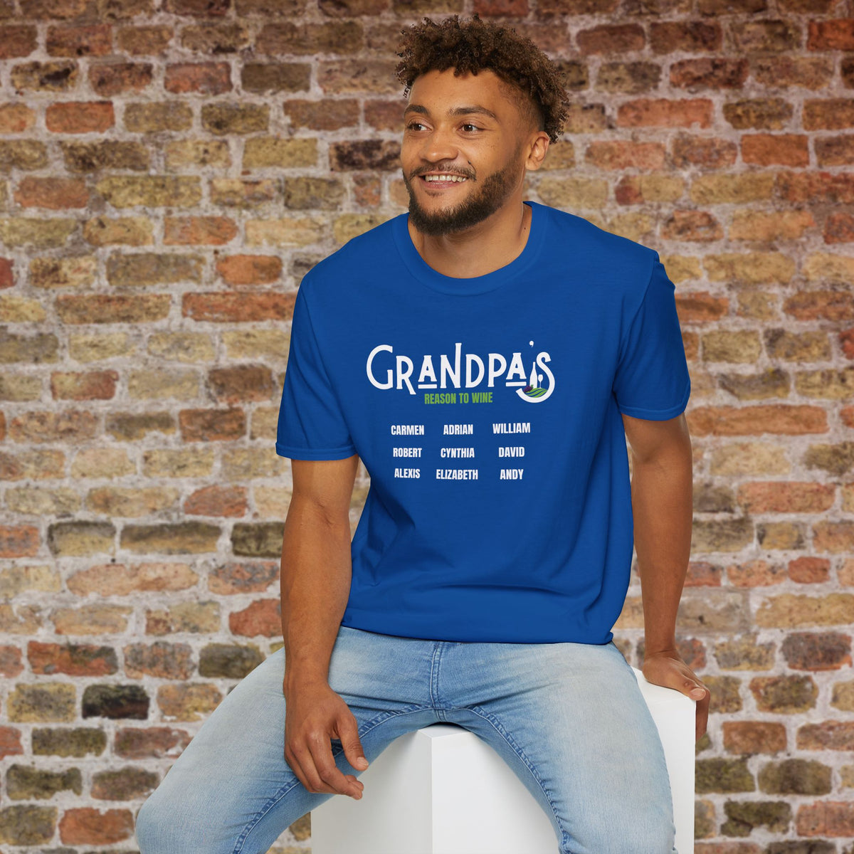 Grandpa's Reason To Wine Personalized Crew Neck T-Shirt