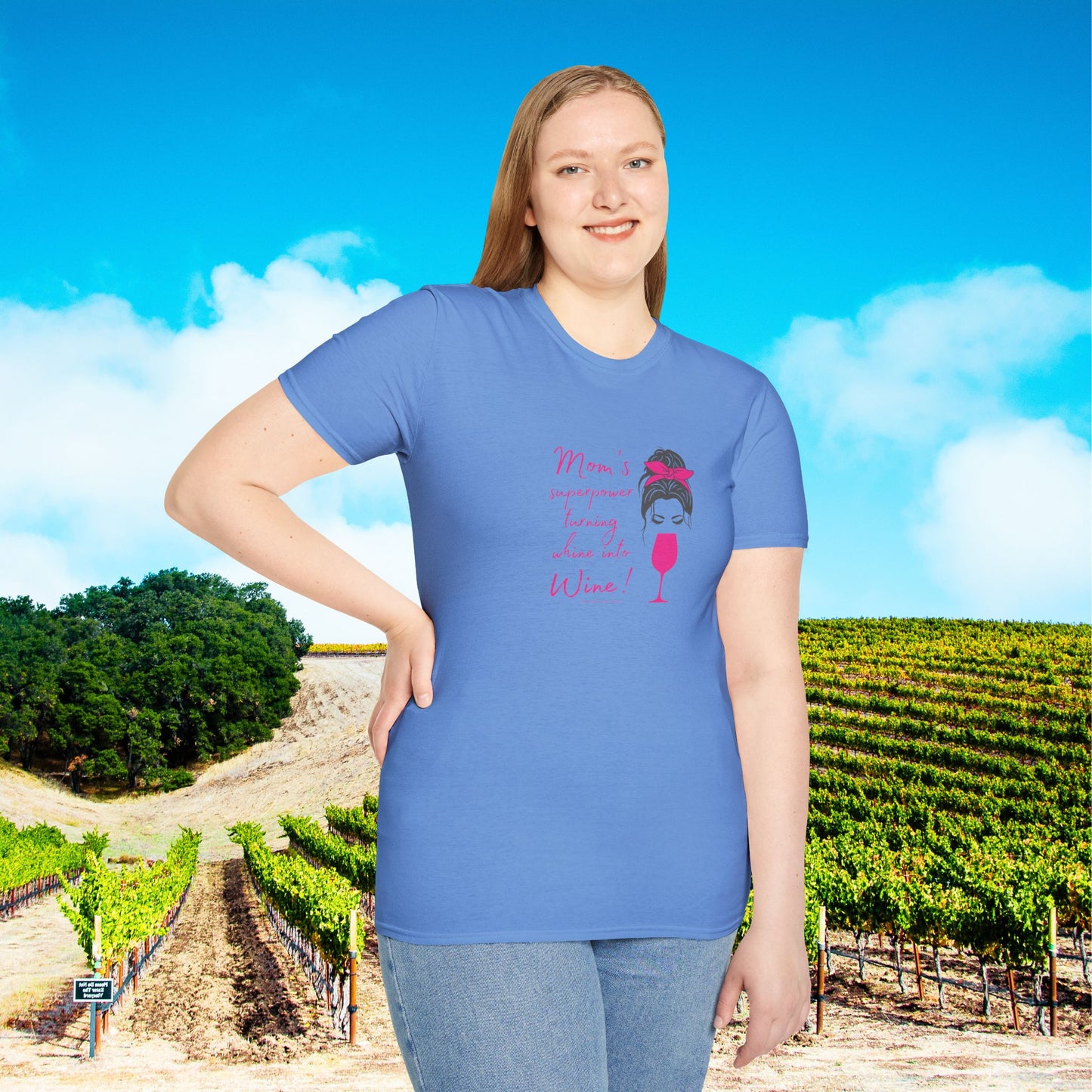 Mom's superpower, turning whine into Wine! Tee