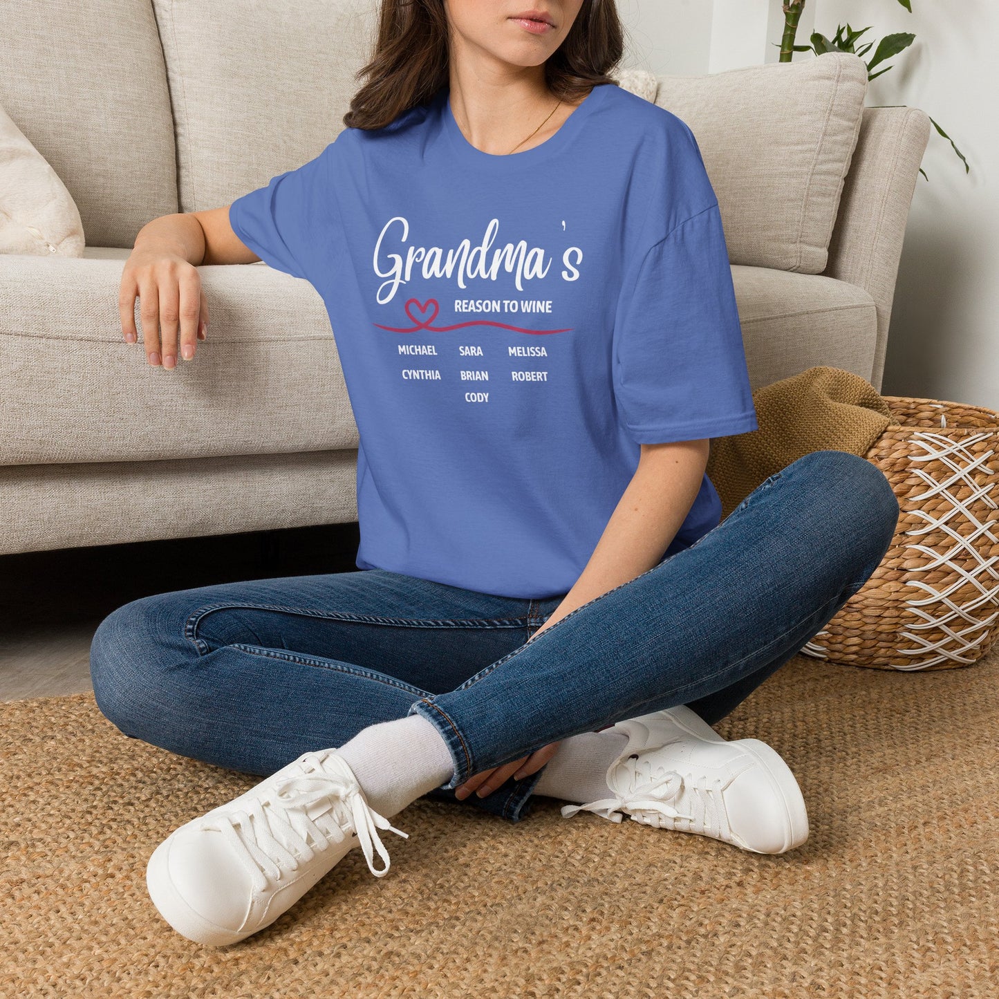 Grandma's Reason To Wine Personalized Crew Neck T-Shirt